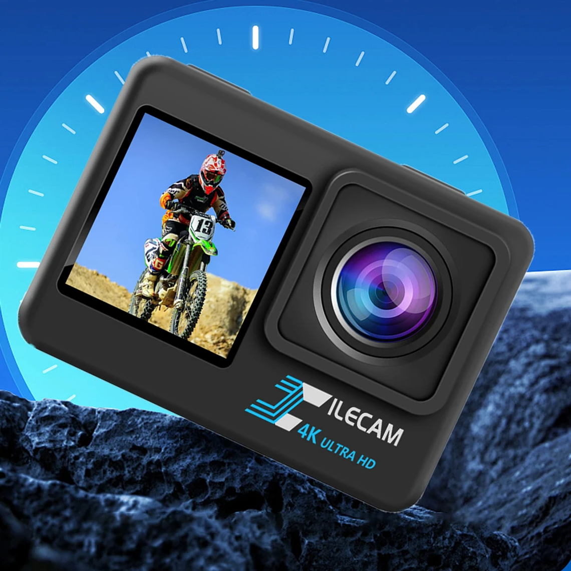Cámara de acción 4K UHD 1080P 30FPS pantalla IPS de 2,0 pulgadas cámara de grabación de vídeo para bicicleta cámara de vídeo antivibración pantalla Dual 14