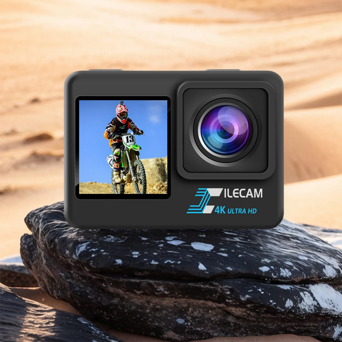 Cámara de acción 4K UHD 1080P 30FPS pantalla IPS de 2,0 pulgadas cámara de grabación de vídeo para bicicleta cámara de vídeo antivibración pantalla Dual 15