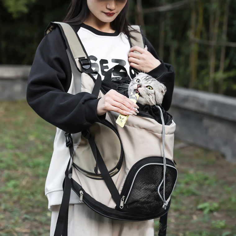 Bolsa ligera para mascotas, bolsa portátil para salir de perros y gatos, mochila para mascotas de gran capacidad, mochila transpirable para cachorros, correa ajustable 11