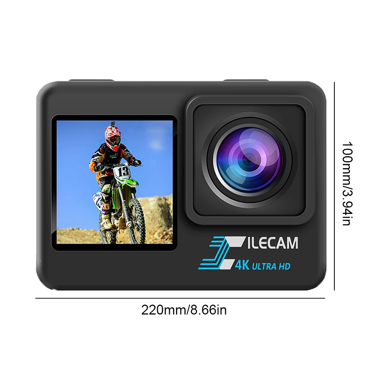 Cámara de acción 4K UHD 1080P 30FPS pantalla IPS de 2,0 pulgadas cámara de grabación de vídeo para bicicleta cámara de vídeo antivibración pantalla Dual 25