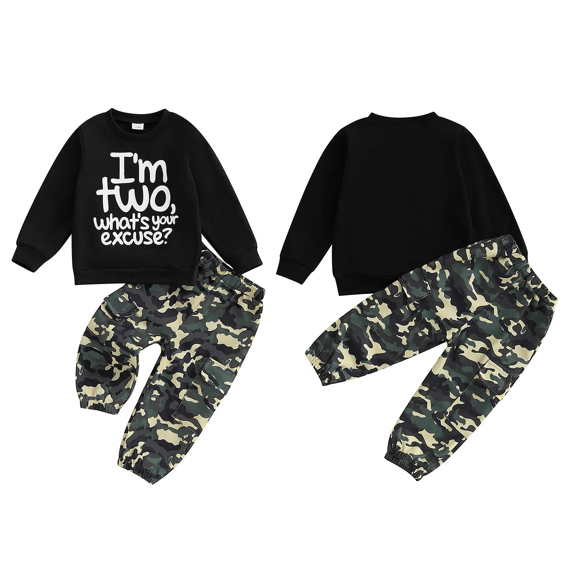 Conjunto de cumpleaños de otoño para niño pequeño con sudadera con estampado de letras y pantalones de camuflaje, traje de manga larga para celebración de otoño 5