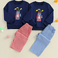 Adorable conjunto de otoño de 2 piezas con lindo sudadera con apliques de oso y acogedores pantalones a cuadros para traje de bebé o niña - thumbnail 3