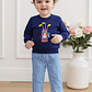 Adorable conjunto de otoño de 2 piezas con lindo sudadera con apliques de oso y acogedores pantalones a cuadros para traje de bebé o niña - thumbnail 5