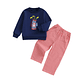 Adorable conjunto de otoño de 2 piezas con lindo sudadera con apliques de oso y acogedores pantalones a cuadros para traje de bebé o niña - thumbnail 8