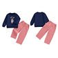 Adorable conjunto de otoño de 2 piezas con lindo sudadera con apliques de oso y acogedores pantalones a cuadros para traje de bebé o niña - thumbnail 11