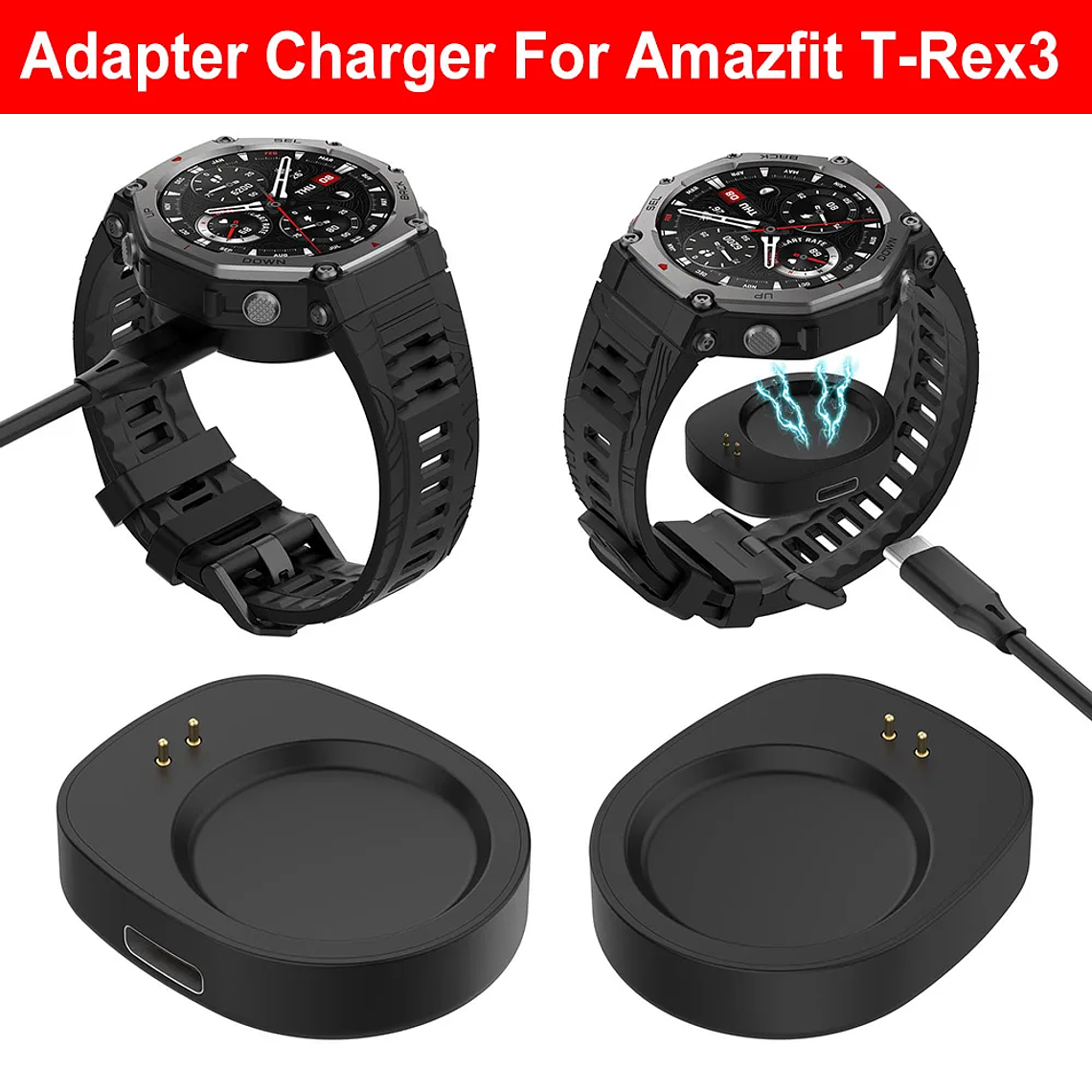 Adaptador de base de carga inalámbrica para relojes inteligentes Amazfit Balance y T Rex 3 con interfaz magnética, 1 ud. 4