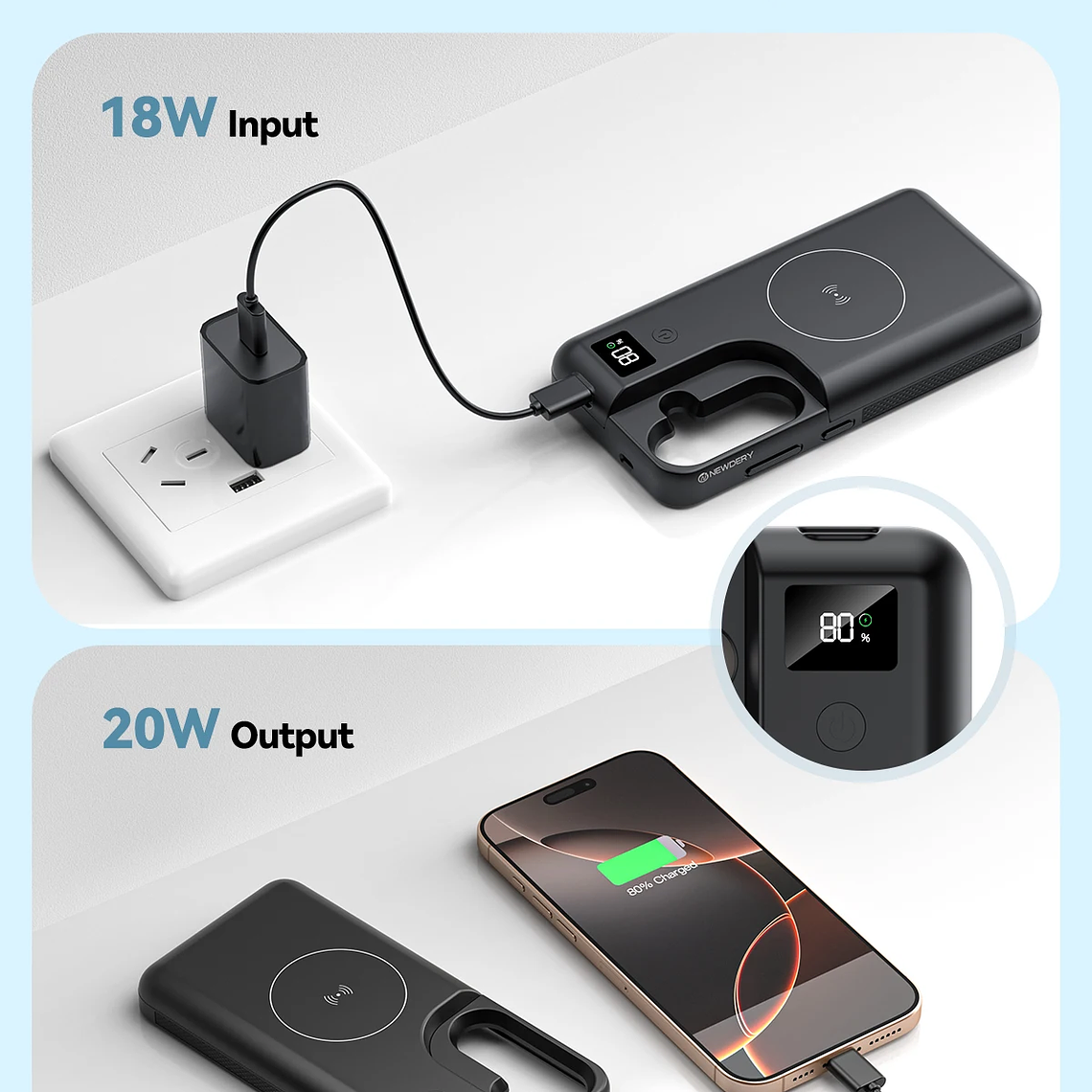 Funda de batería con cargador inalámbrico de 10000mAh para Samsung Galaxy S25 Plus, funda de alimentación portátil de 10000mAh con pantalla LED 4