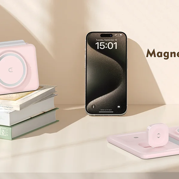 Cargador inalámbrico para teléfono móvil, 3 en 1 estación de carga de viaje para múltiples dispositivos, almohadilla de carga magnética plegable portátil 10