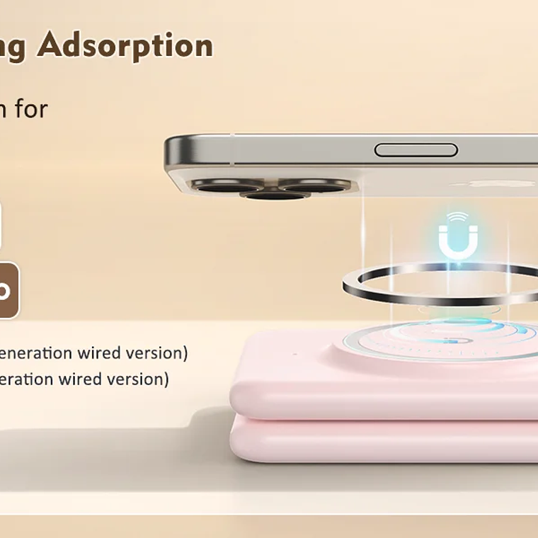 Cargador inalámbrico para teléfono móvil, 3 en 1 estación de carga de viaje para múltiples dispositivos, almohadilla de carga magnética plegable portátil 11