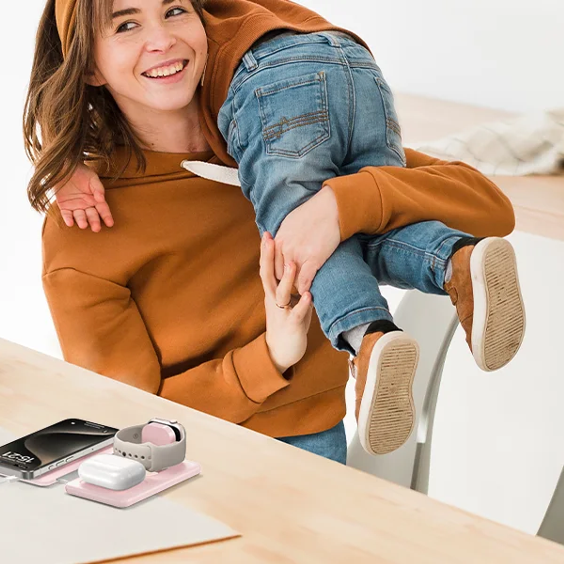 Cargador inalámbrico para teléfono móvil, 3 en 1 estación de carga de viaje para múltiples dispositivos, almohadilla de carga magnética plegable portátil 14