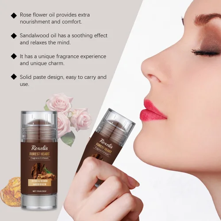 Roxelis Sandalwood Natural Light Fragrance Refreshing Lasting Daily Date Charming Charm Portable Solid Balm 3