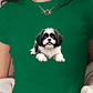 Shih Tzu dog illustration women's fashion short t-shirt - Thumbnail 6