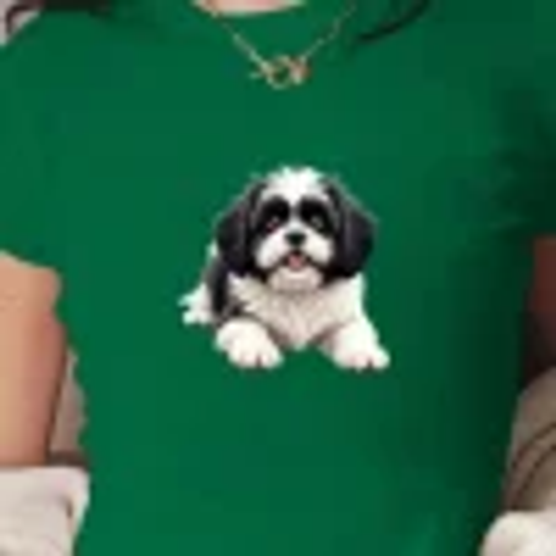 Shih Tzu dog illustration women's fashion short t-shirt 3