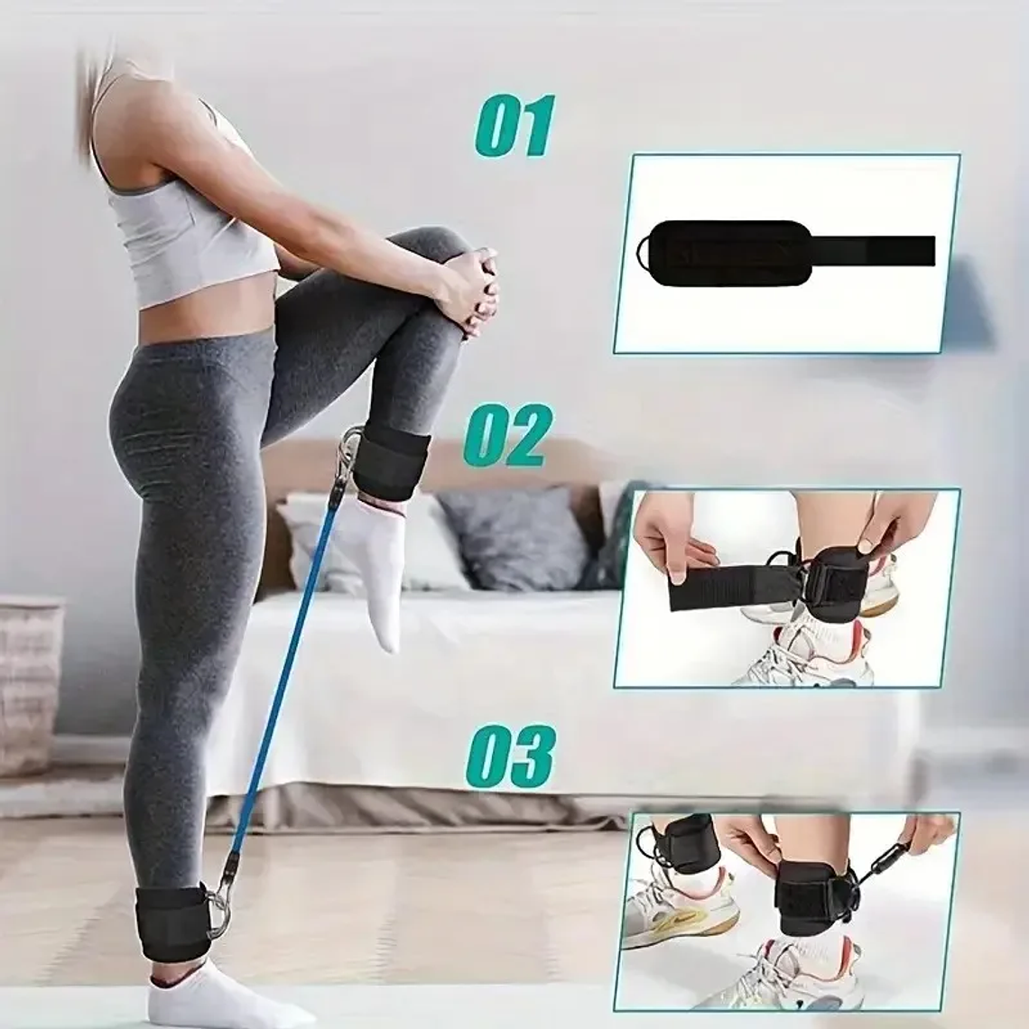 Puños de tobillo ajustables: correas de entrenamiento de piernas para entrenamiento de glúteos y muslos, accesorios de ejercicio para máquinas de cables, pesas de tobillo 2