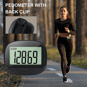 Podómetro con clip Podómetro electrónico Pantalla grande Rastreador de pasos simple Multifuncional para adultos Personas mayores Perros