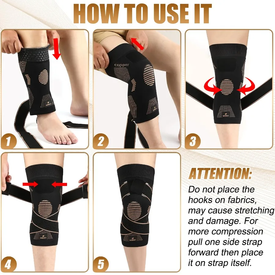 Rodillera Deportiva con Iones de Cobre - Soporte Transpirable de Spandex para Entrenamiento, Uso Diario y Protección Confiable 4