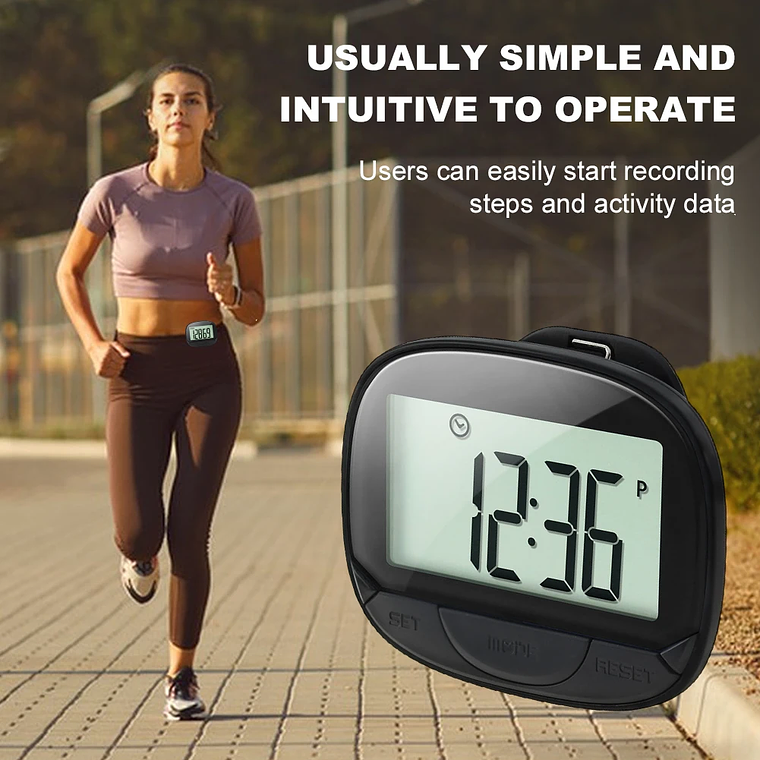 Podómetro con clip Podómetro electrónico Pantalla grande Rastreador de pasos simple Multifuncional para adultos Personas mayores Perros 14