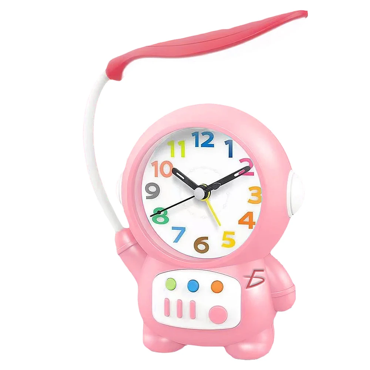 Modern Astronaut Alarm Clock with 2-in-1 Desk Lamp LED Illuminated Needle Display Plastic Material 2