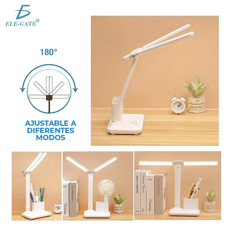 ELEGATE Dual Head ABS LED Desk Lamp with 3 Lighting Modes 6000K Daylight Ra80 85 Lm/W 5