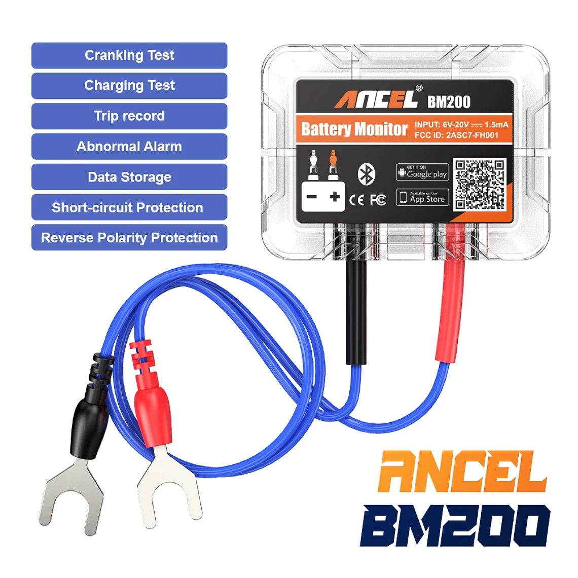 ANCLE BM200 12V for Bluetooth Battery Tester EU/USA Voltage Voltmeter App Monitor Free Shipping Diagnostic Health Alarm Record 2