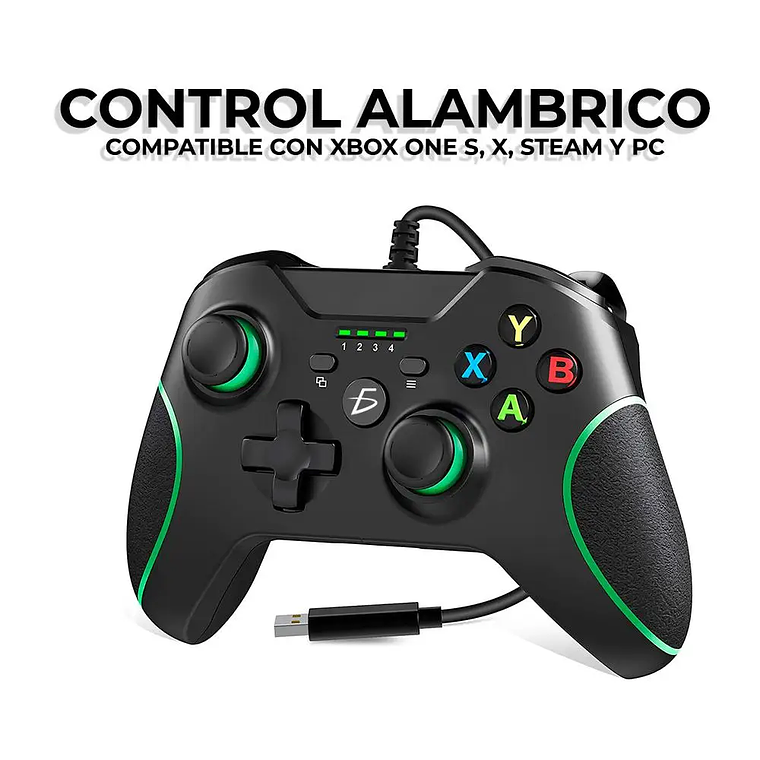 Elegate GM.15 Wired Game Controller With USB 2.0 Cable 2M For Xbox One, Black And Green Design, Plastic Material, Mexico Origin 6