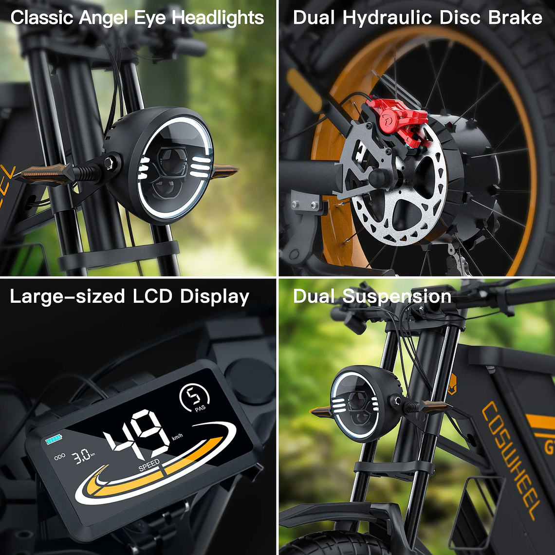 COSWHEEL GT20 All Weather Hunting 1500W Max Motor Aluminum Alloy Frame Best Ebike Highway Fat Tire Cruiser Electric Hybrid Bike 2