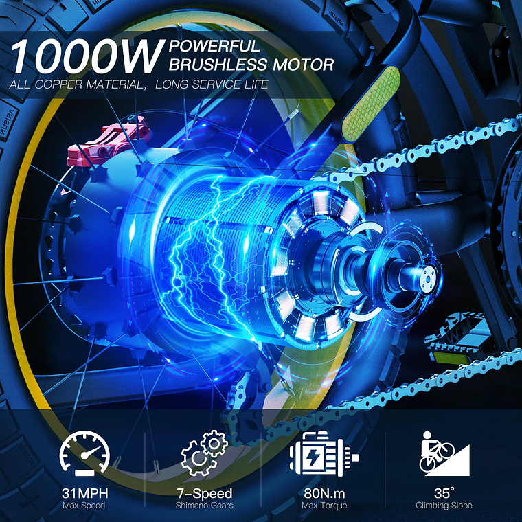 COSWHEEL GT20 All Weather Hunting 1500W Max Motor Aluminum Alloy Frame Best Ebike Highway Fat Tire Cruiser Electric Hybrid Bike 3