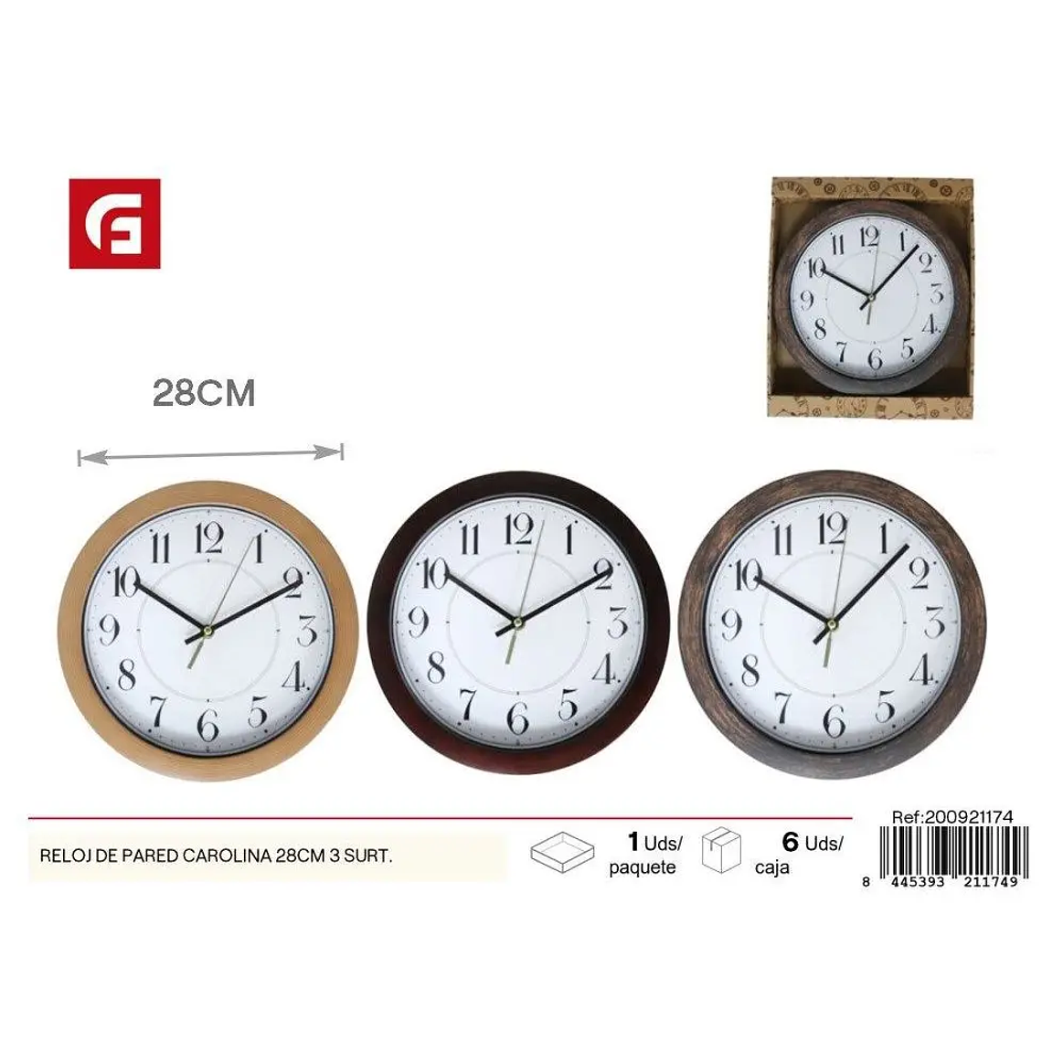 Carolina Wall Clock 28cm 3 Assorted - Home Decor 1