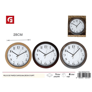 Carolina Wall Clock 28cm 3 Assorted - Home Decor