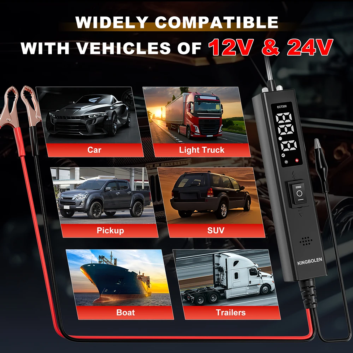 USA EU Warehouse Kingbolen ECT200 Auto Circuit Tester Upgrade Kit Power Circuit Probe Tester With 20ft Extension Cable 4