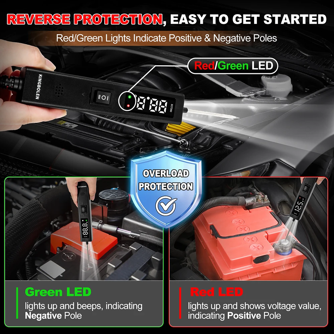 USA EU Warehouse Kingbolen ECT200 Auto Circuit Tester Upgrade Kit Power Circuit Probe Tester With 20ft Extension Cable 6