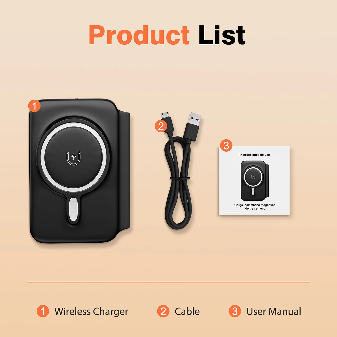 Estación de carga inalámbrica 3 en 1 plegable magnética de 15W para dispositivos Apple iPhone 16 15 14 13 12 Pro/Pro Max/Plus/Watch y Airpod 17