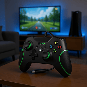 Elegate GM.15 Wired Game Controller With USB 2.0 Cable 2M For Xbox One, Black And Green Design, Plastic Material, Mexico Origin