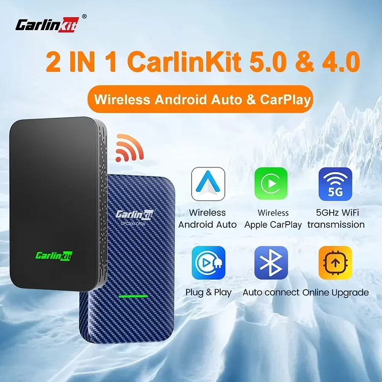 CarlinKit 5,0 inalámbrico Android Auto CarPlay AIBox adaptador inalámbrico Spotify Waze caja de navegación para coche WiFi BT conexión automática inalámbrica 1