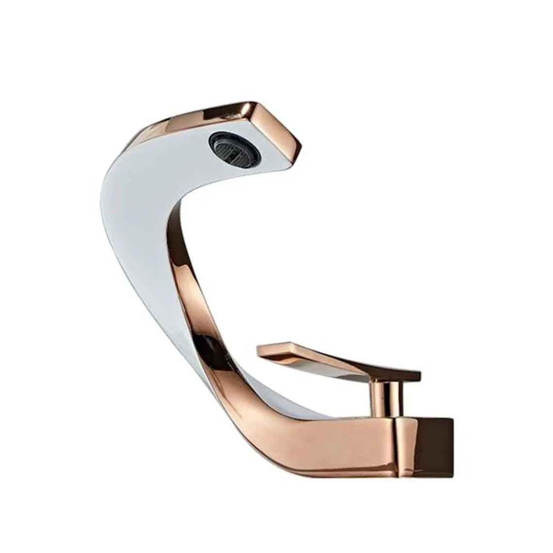 Tuqiu-grifo de latón para lavabo de baño, mezclador de agua caliente y fría, montado en cubierta, negro, oro rosa, blanco 6