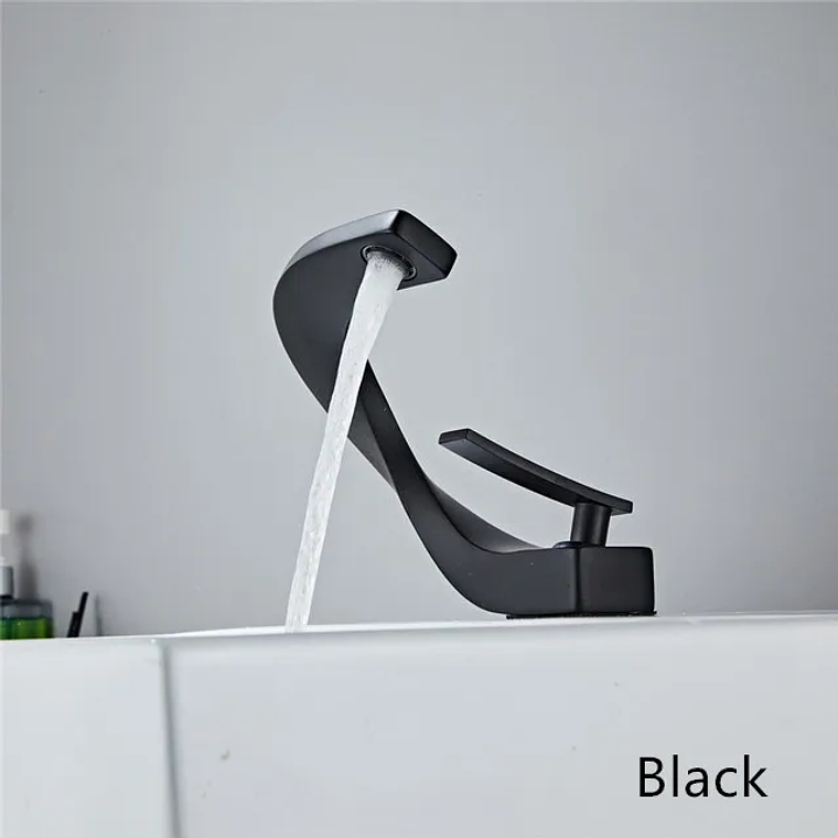 Tuqiu-grifo de latón para lavabo de baño, mezclador de agua caliente y fría, montado en cubierta, negro, oro rosa, blanco 10