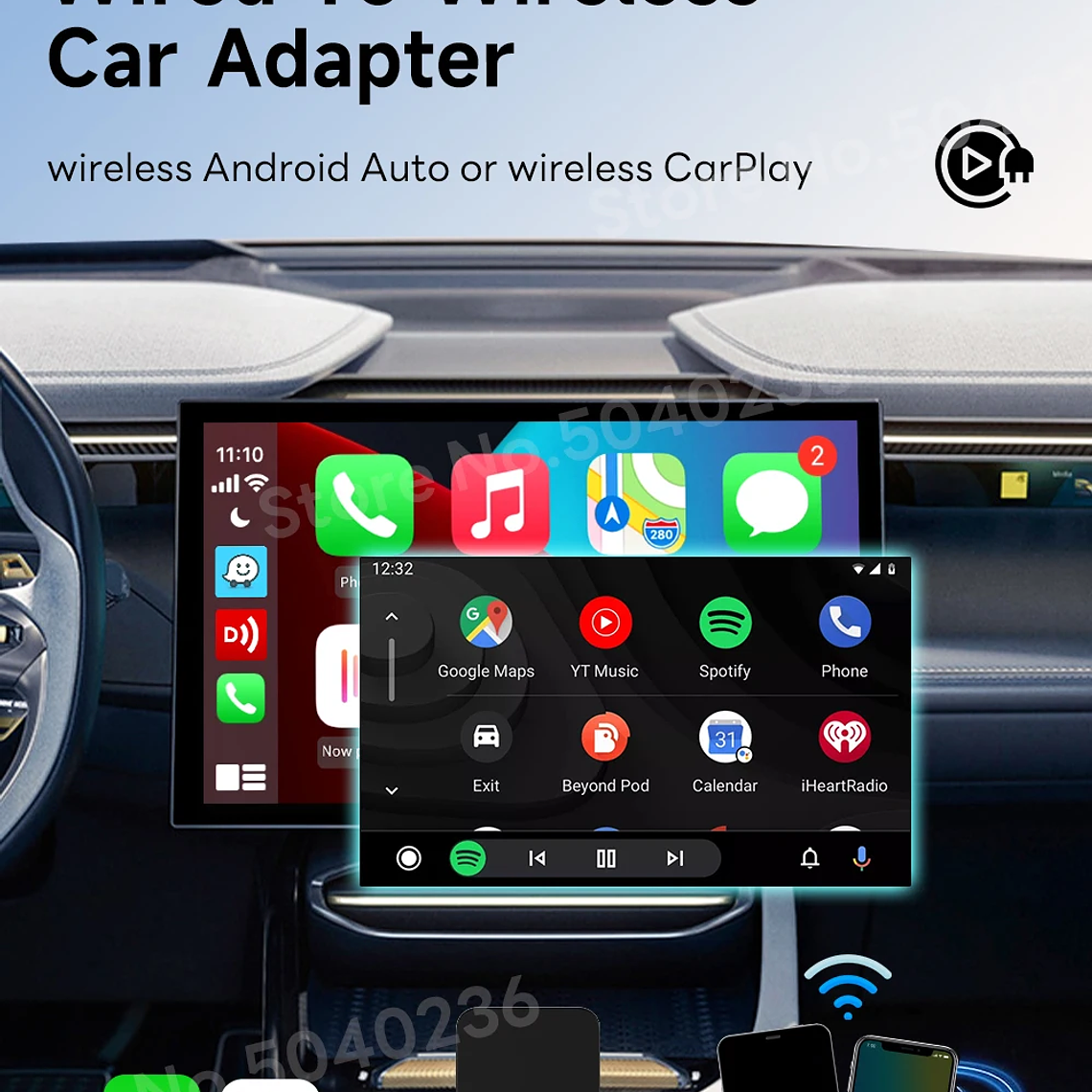 CarlinKit 5,0 inalámbrico Android Auto CarPlay AIBox adaptador inalámbrico Spotify Waze caja de navegación para coche WiFi BT conexión automática inalámbrica 16