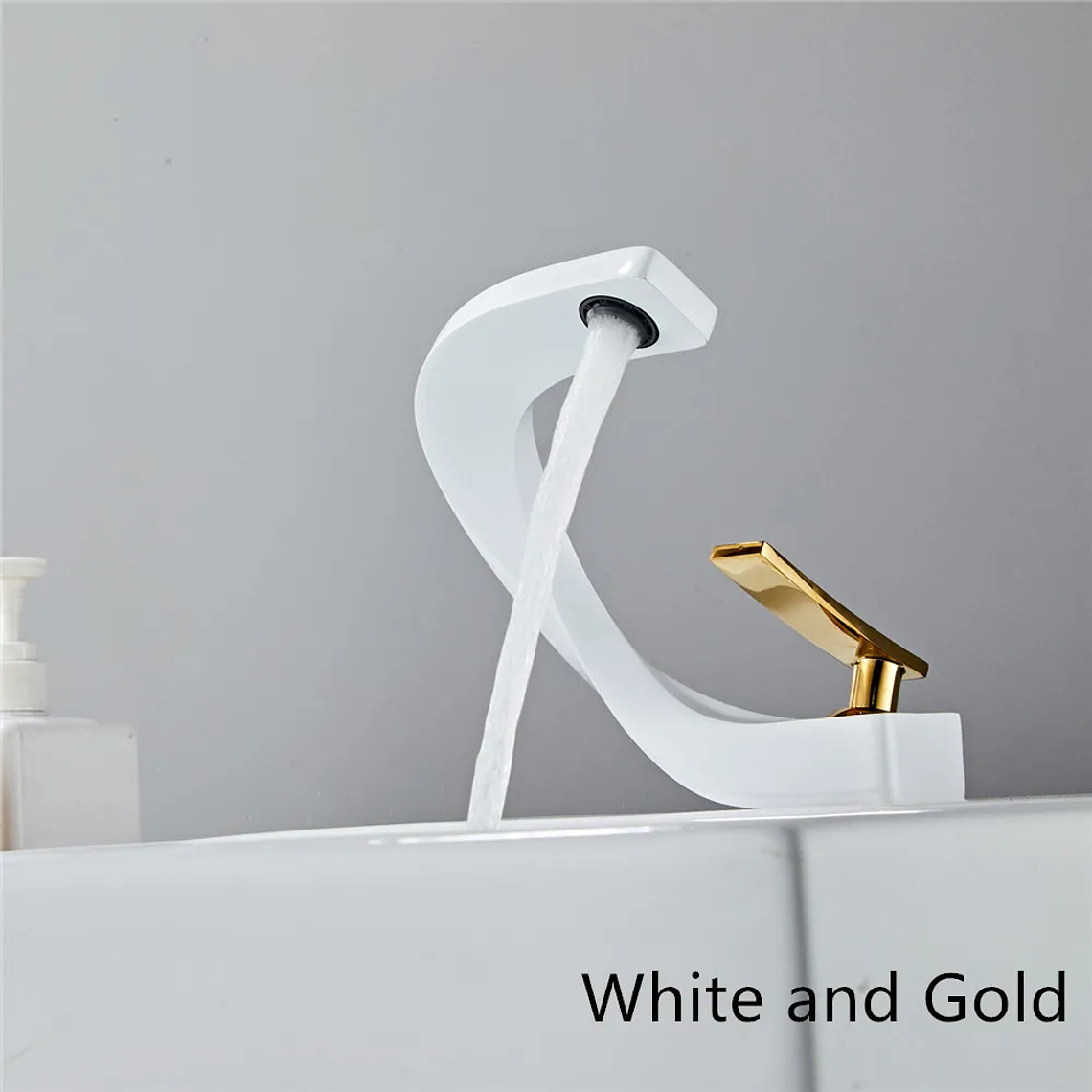 Tuqiu-grifo de latón para lavabo de baño, mezclador de agua caliente y fría, montado en cubierta, negro, oro rosa, blanco 13