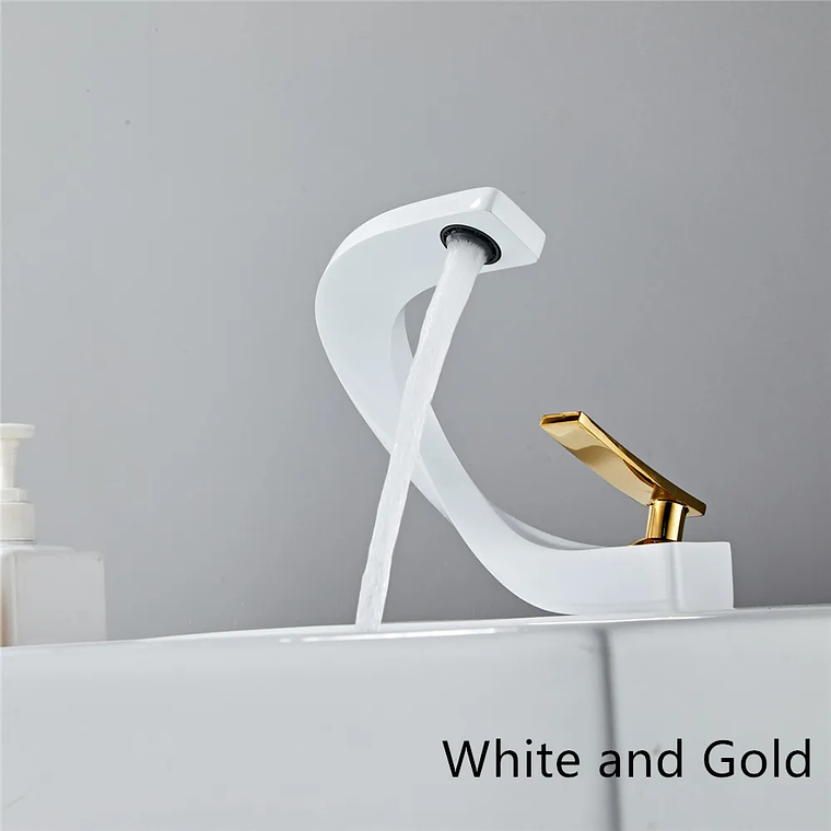 Tuqiu-grifo de latón para lavabo de baño, mezclador de agua caliente y fría, montado en cubierta, negro, oro rosa, blanco 13