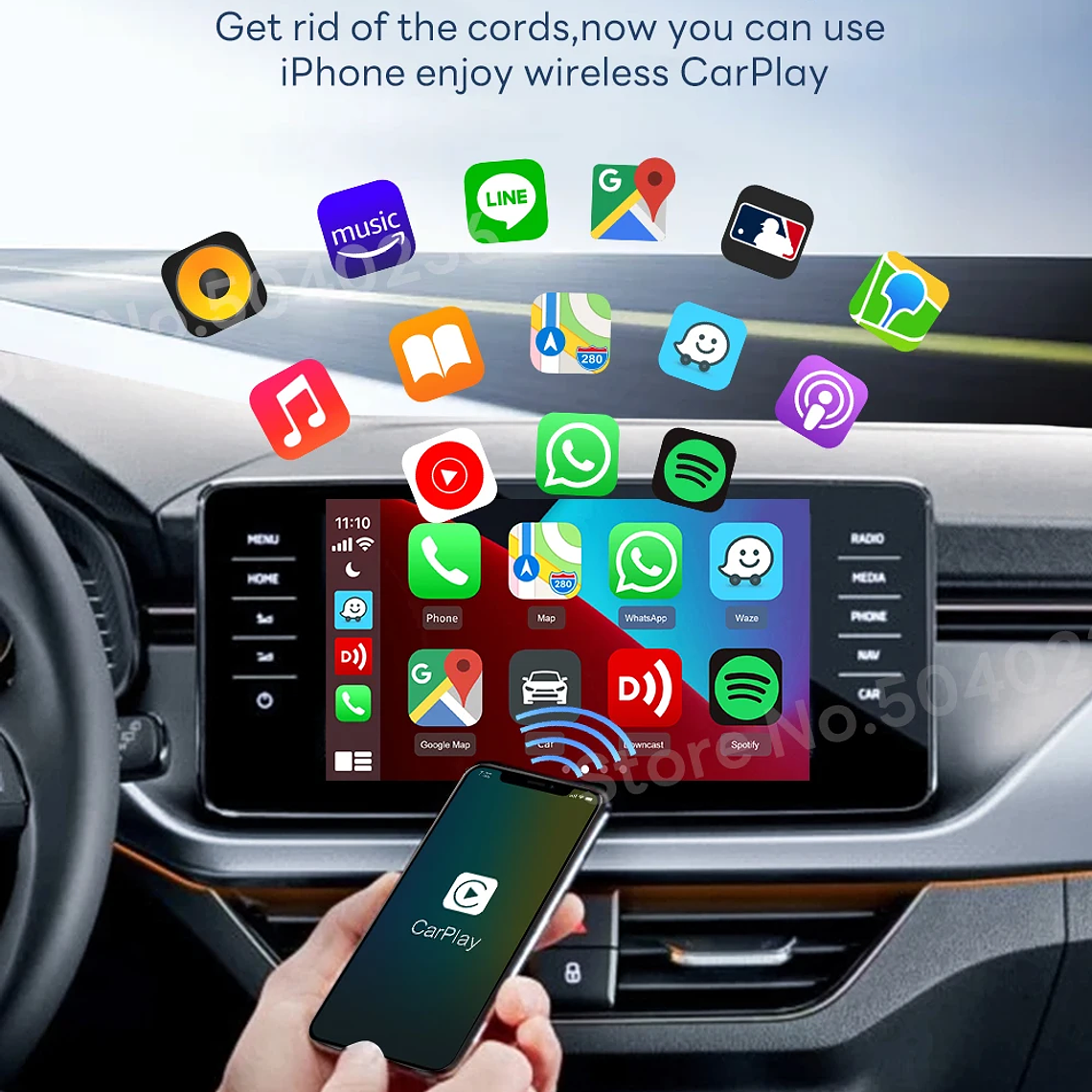 CarlinKit 5,0 inalámbrico Android Auto CarPlay AIBox adaptador inalámbrico Spotify Waze caja de navegación para coche WiFi BT conexión automática inalámbrica 19