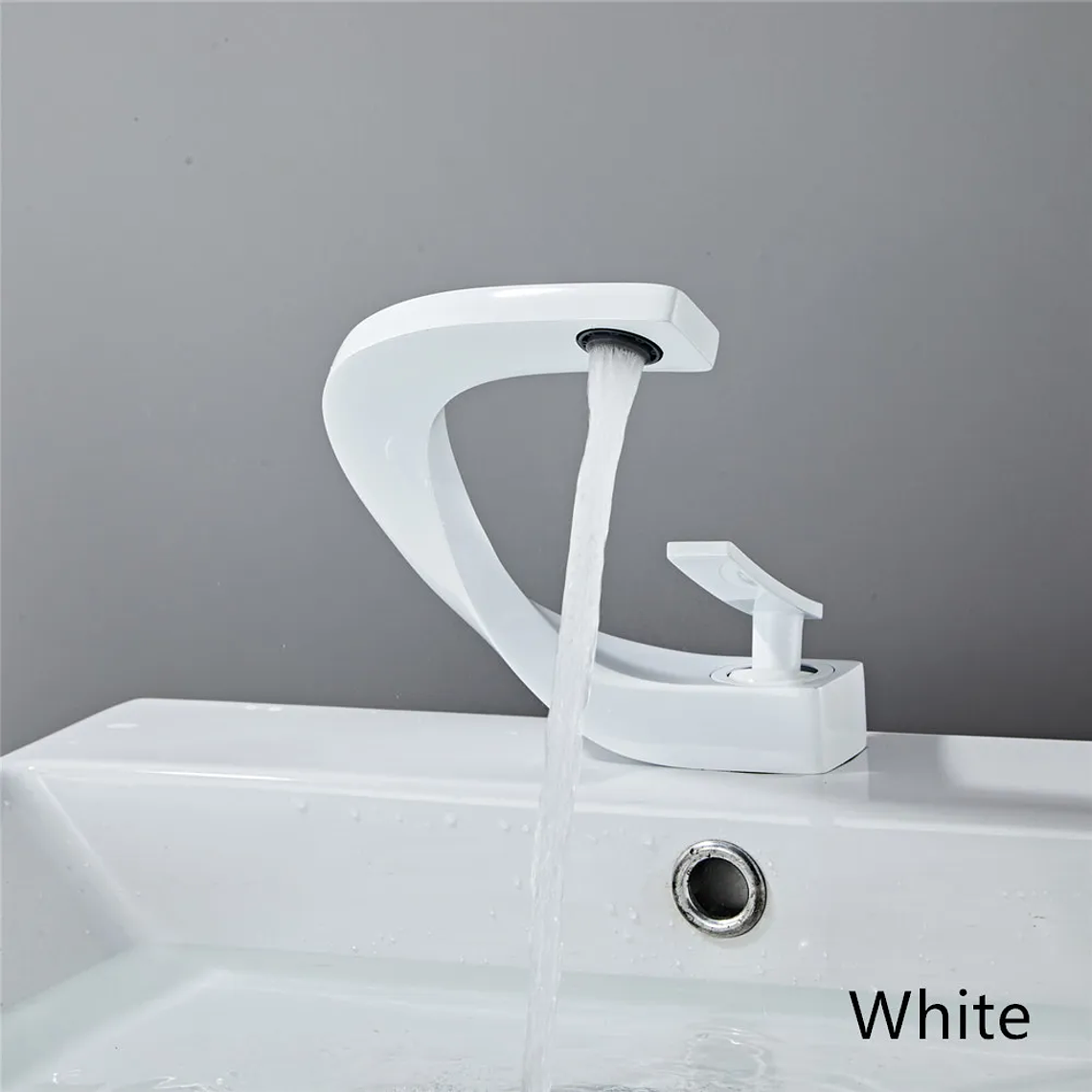 Tuqiu-grifo de latón para lavabo de baño, mezclador de agua caliente y fría, montado en cubierta, negro, oro rosa, blanco 16