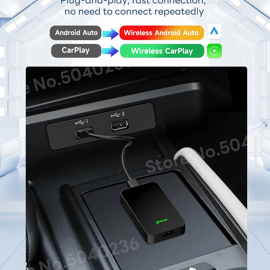 CarlinKit 5,0 inalámbrico Android Auto CarPlay AIBox adaptador inalámbrico Spotify Waze caja de navegación para coche WiFi BT conexión automática inalámbrica 21