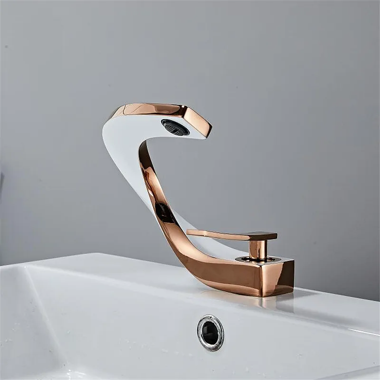 Tuqiu-grifo de latón para lavabo de baño, mezclador de agua caliente y fría, montado en cubierta, negro, oro rosa, blanco 23