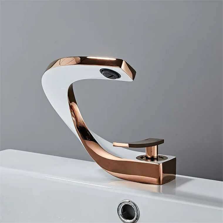 Tuqiu-grifo de latón para lavabo de baño, mezclador de agua caliente y fría, montado en cubierta, negro, oro rosa, blanco 25