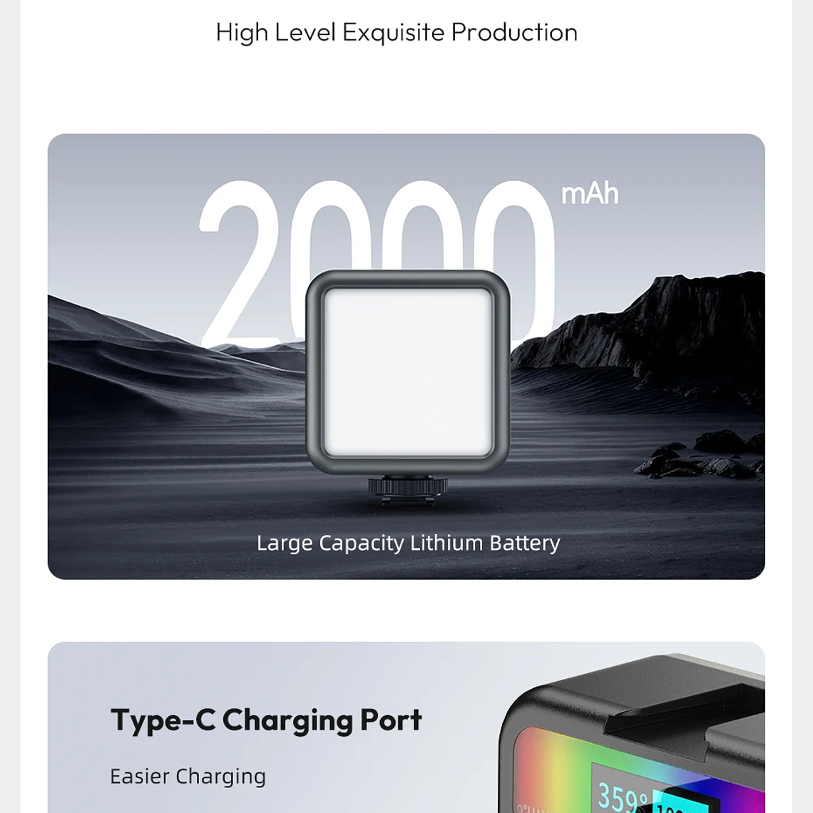 Ulanzi VL49 Mini RGB LED luz de vídeo 2700K-9000K en la cámara luz de relleno fotografía iluminación bolsillo Live Tiktok Vlog lámpara de luz 24