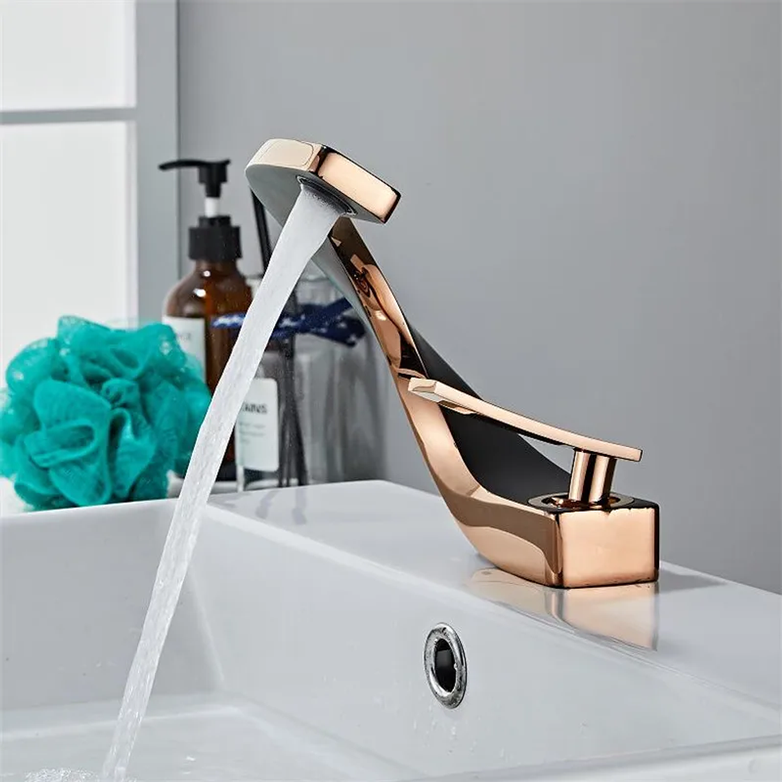 Tuqiu-grifo de latón para lavabo de baño, mezclador de agua caliente y fría, montado en cubierta, negro, oro rosa, blanco 32