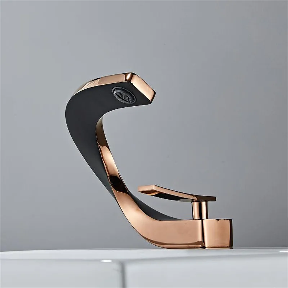 Tuqiu-grifo de latón para lavabo de baño, mezclador de agua caliente y fría, montado en cubierta, negro, oro rosa, blanco 34