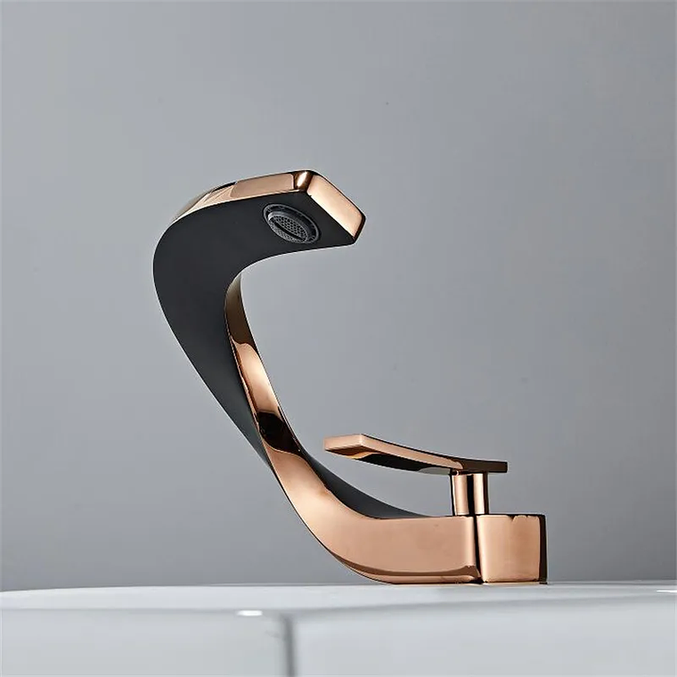 Tuqiu-grifo de latón para lavabo de baño, mezclador de agua caliente y fría, montado en cubierta, negro, oro rosa, blanco 34