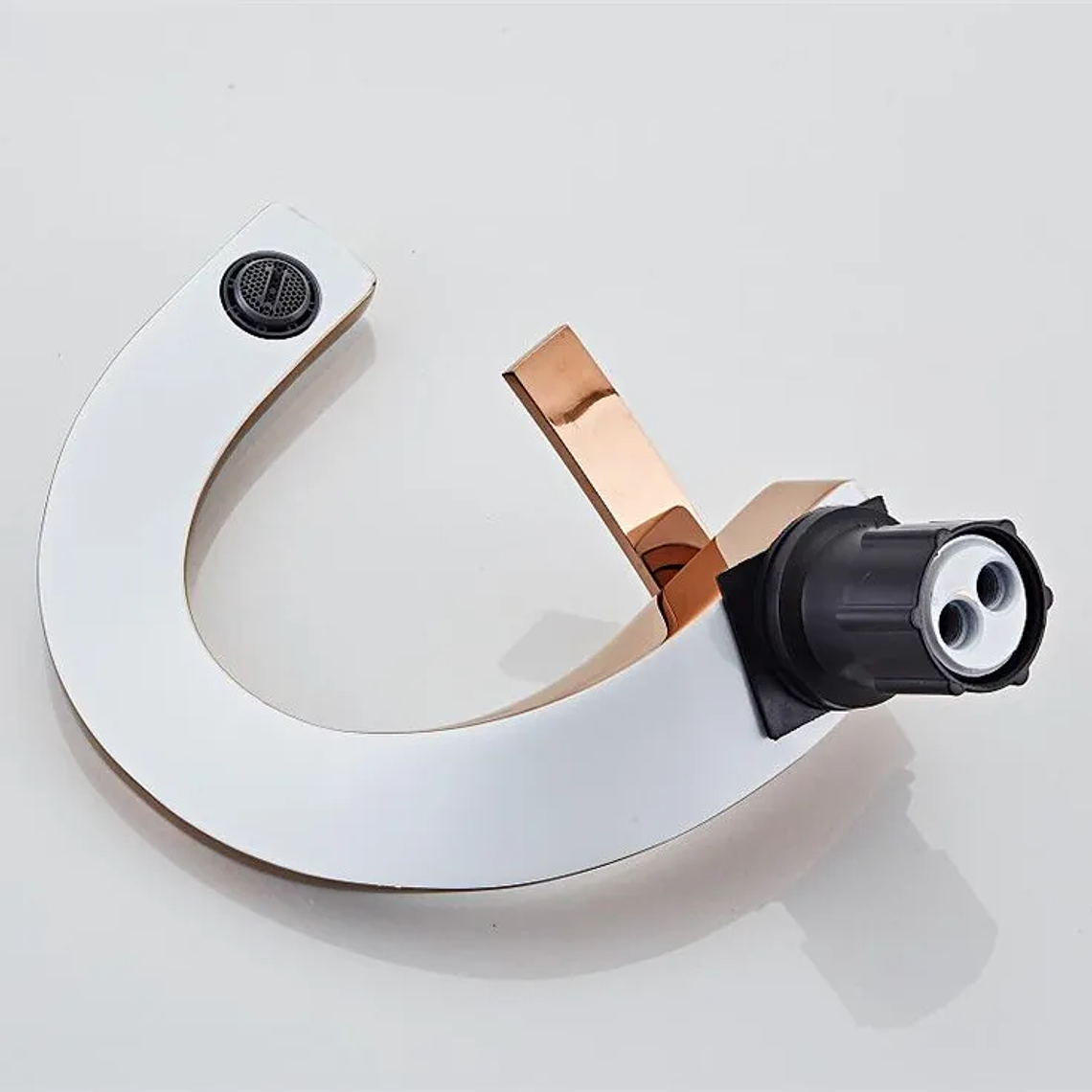 Tuqiu-grifo de latón para lavabo de baño, mezclador de agua caliente y fría, montado en cubierta, negro, oro rosa, blanco 38