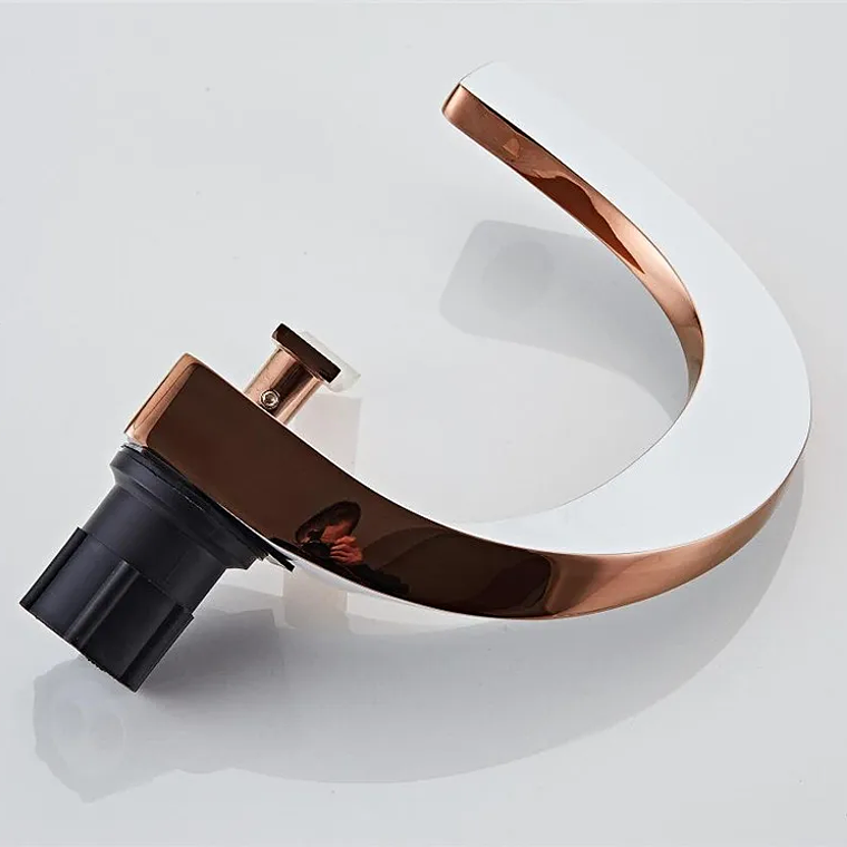 Tuqiu-grifo de latón para lavabo de baño, mezclador de agua caliente y fría, montado en cubierta, negro, oro rosa, blanco 40